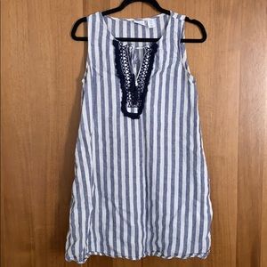 Linen striped sheath dress